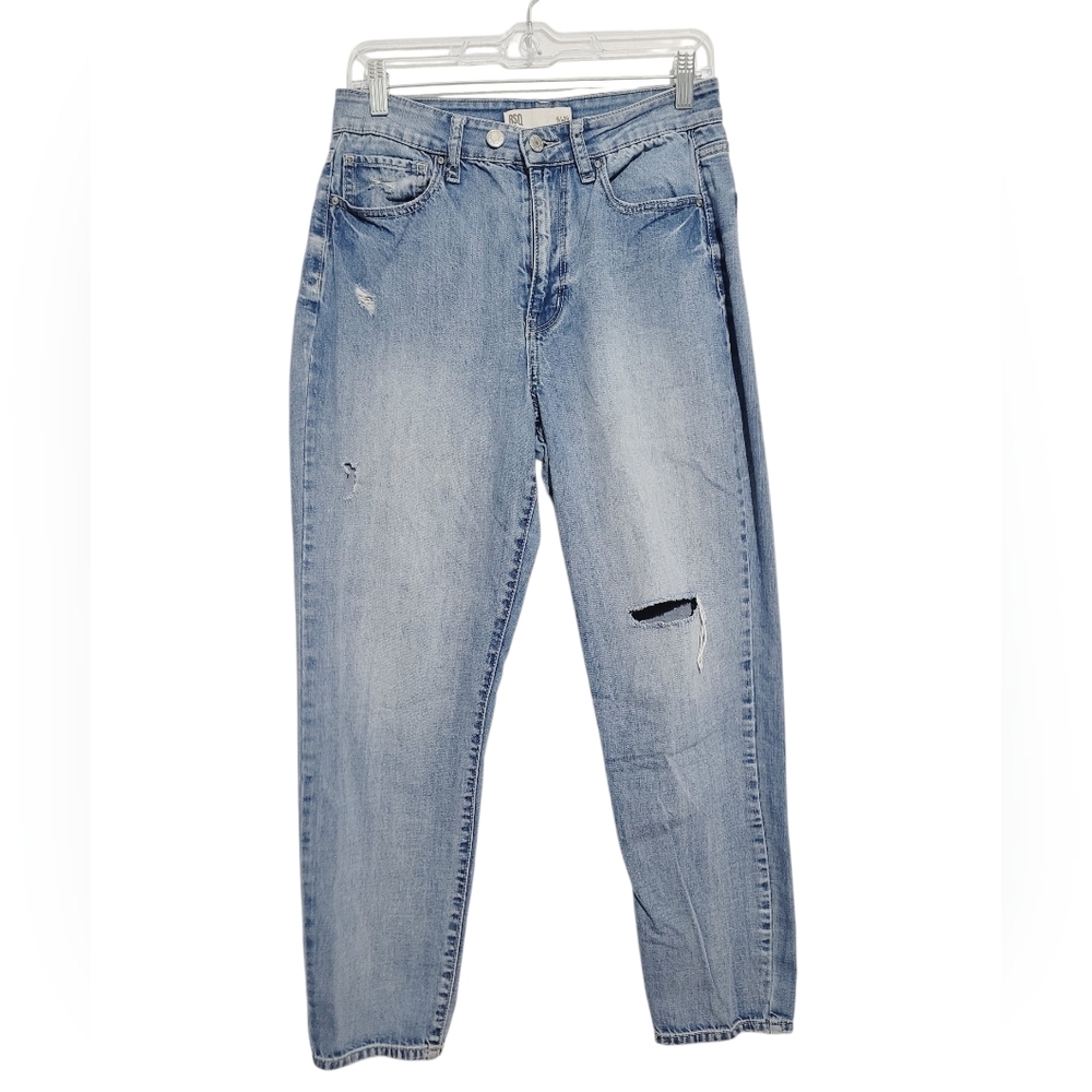 RSQ Vintage Mom Jeans Women's 9 Light Wash Distressed Stretch Denim 100% Cotton
